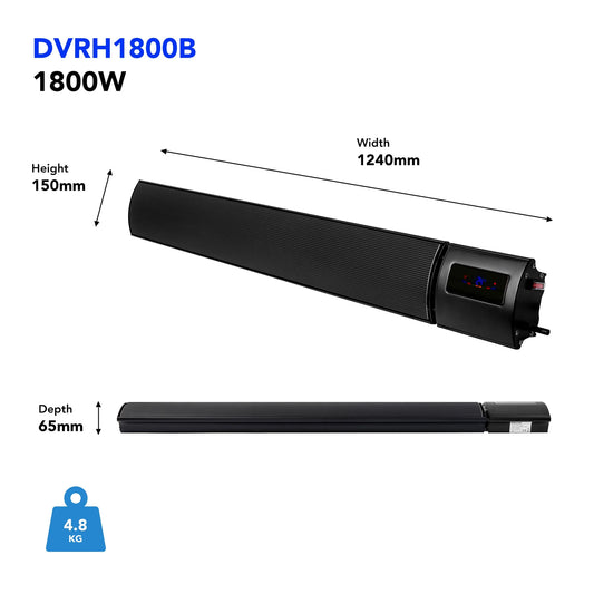 1800W Indoor and Outdoor Wi-Fi Radiant Heater - Black (UK) - DVRH1800B