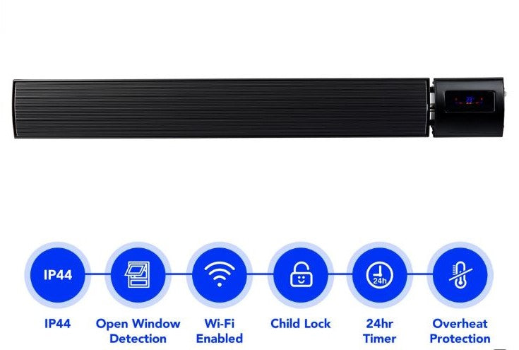 1800W Indoor and Outdoor Wi-Fi Radiant Heater - Black (UK) - DVRH1800B